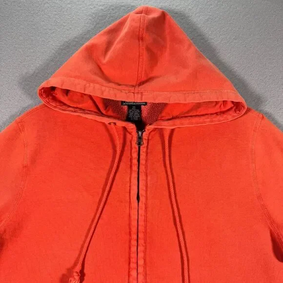 Lucky Brand Vintage Inspired Hoodie Sweatshirt Women XS Orange Fleece Distressed - Picture 9 of 12